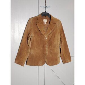 ST JOHN'S BAY WASHABLE SUEDE COLOR BROWN LONG SLEEVE SIZE M